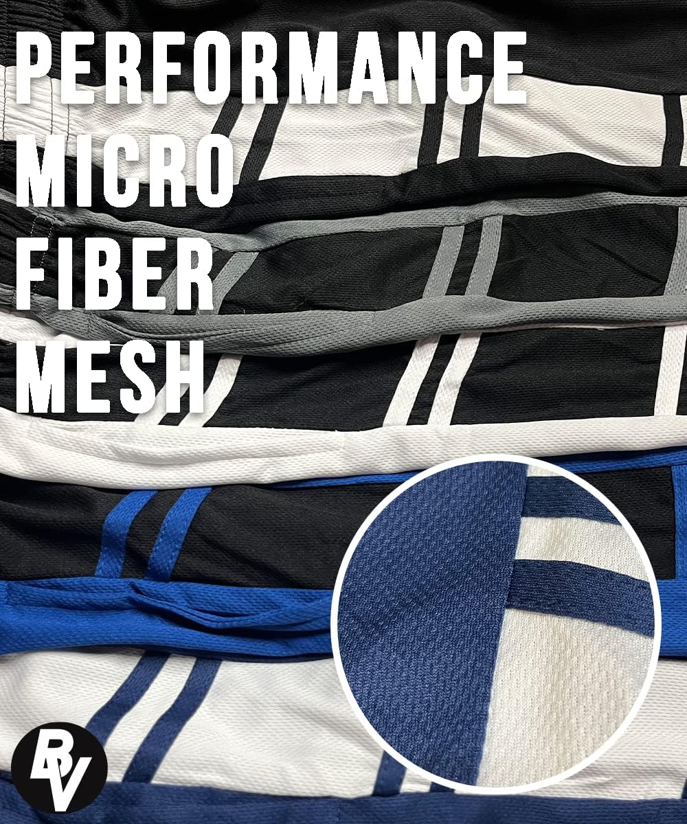 BROOKLYN VERTICAL Boys 5-Pack Athletic Mesh Basketball Shorts with Pockets| Sizes 2T to 18/20