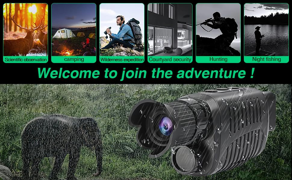 Garvee Monocular Digital Visión Nocturna R7 - Visor Nocturno Infrarrojo 1080p Fotos y Vídeos, Largo Alcance en Oscuridad Total, Ideal para Caza, Camping, Senderismo y Vigilancia, Negro