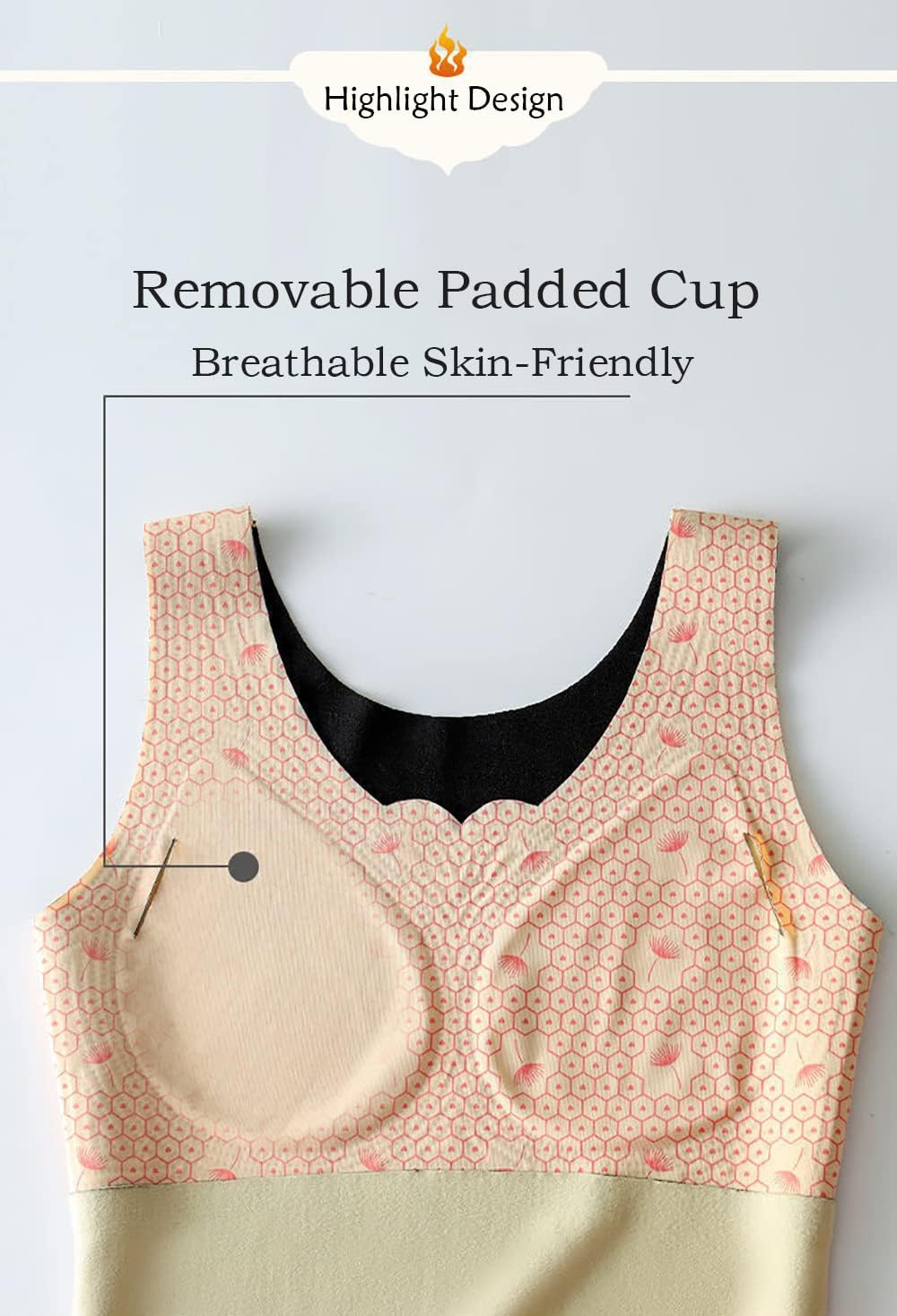 Cherish 3 Pack Women Winter Warm Base Layer Vest Sleeveless Thermal Shirts with Built in Bra Tops Cami Tank Top (L)