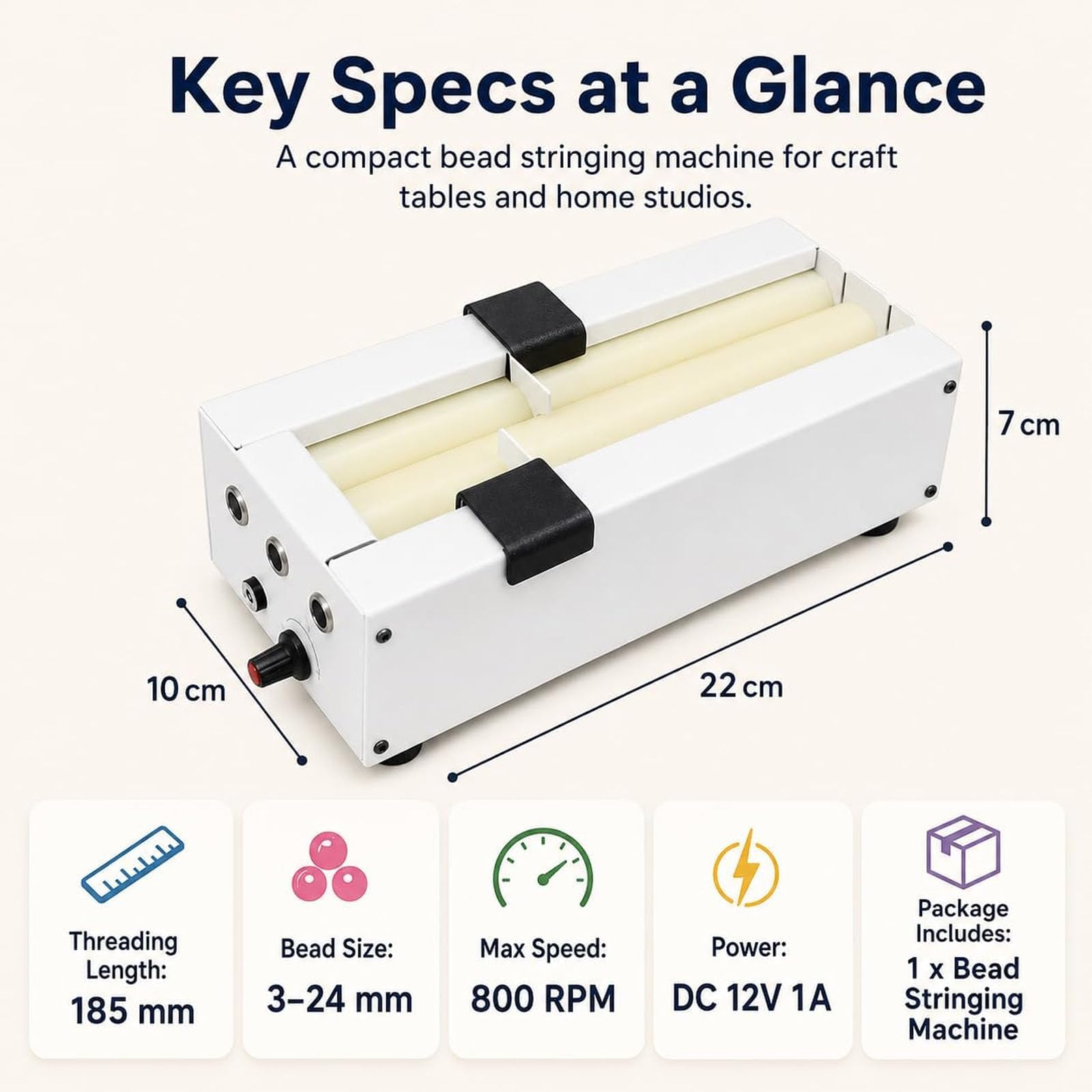 Automatyczna elektryczna maszyna do koralików, okrągła koralika 3-24 mm | 2-kanałowa maszyna strunkowa do koralików, wirnik do produkcji biżuterii elektrycznej, 800 obrotów na minutę