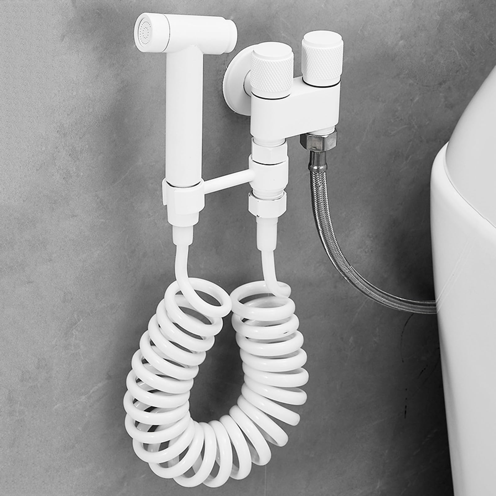 Biała głowica prysznicowa bidet jeden wewnątrz dwa na zewnątrz ceramiczny zawór bidetowy 3M wąż prysznicowy i uchwyt