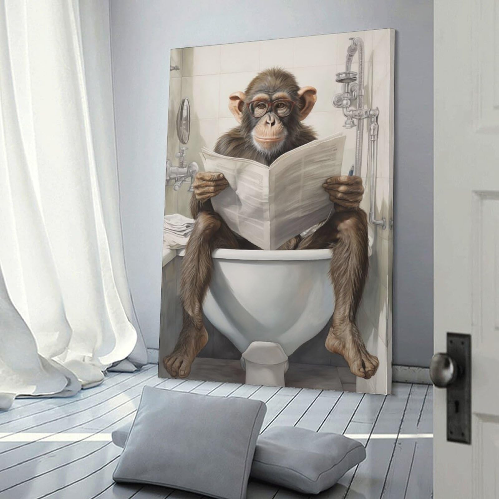 Affiche moderne singe sur les toilettes impression d'art sur toile