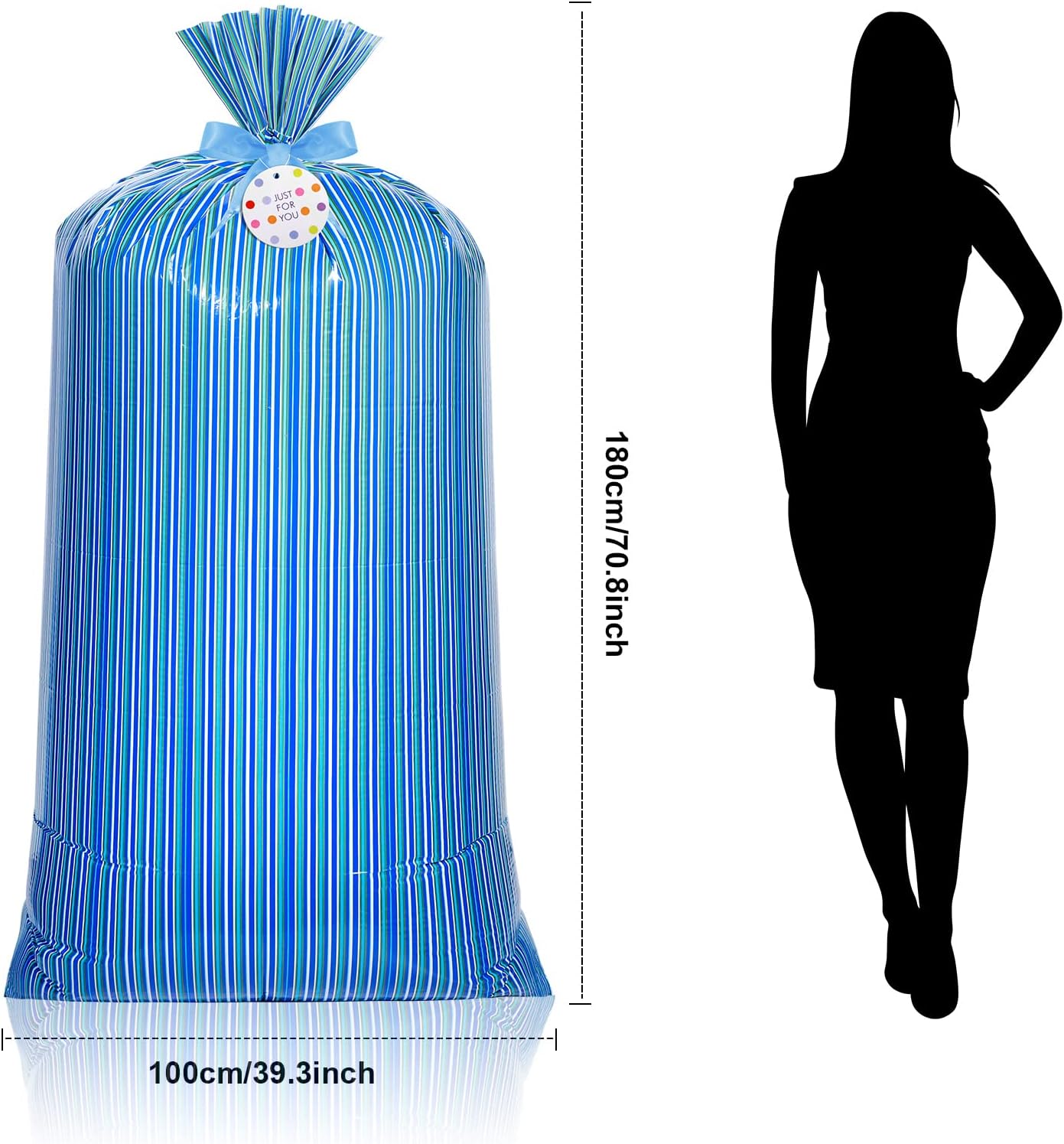 Teling 2 Pcs 70"x 40" Extra Large Jumbo Gift Bags Plastic Present Giant Wrapping Bags with 2 Cord Tie and 2 Gift Tags for Birthday Party Supplies(Simple Style) image 2