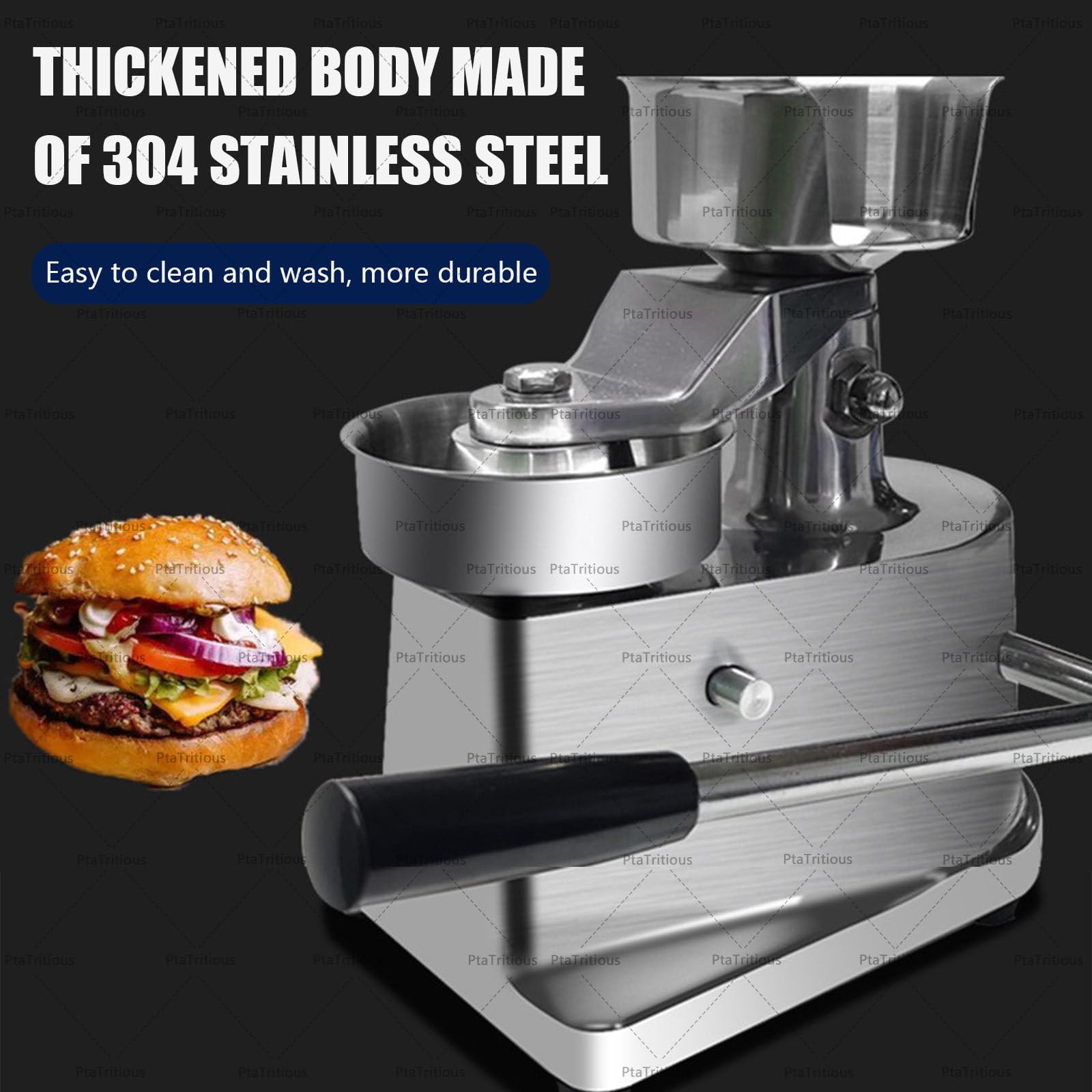 Hamburger-Rindfleisch-Pattypresse mit Edelstahlschüssel 15cm