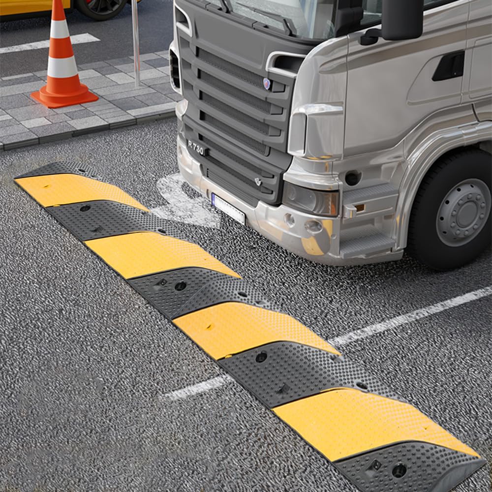 Nisorpa Bump de vitesse en caoutchouc robuste de 101,6 cm - Capacité de charge de 6 803,9 kg - Résistant à l'usure - Pour école, parking et entrée - 100 x 30 x 4 cm - Jaune et noir
