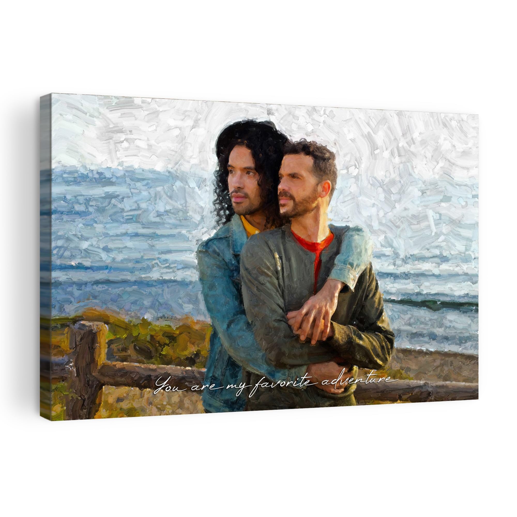 Gay Lesbian Couple Custom Acrylic Painting Portrait from Photo on Gallery Canvas - Personalized LGBT Wall Art - Customized Gifts Home Decor for Living Room, Bedroom - Valentines Day Gifts for Him/Her (ACRYLIC PAINTING, 16x24 inches, Canvas)
