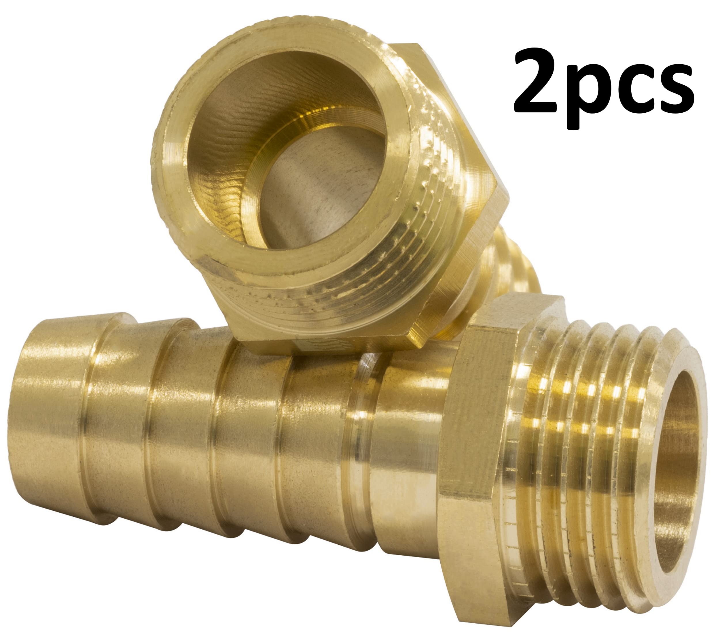 AERZETIX - Set Di 2 Raccordi Maschio Scanalati 1/2” Per Tubo 16mm - Filettatura Esterna In Ottone Per Chiave 22mm - Connettori Per Irrigazione E Pompe - 2