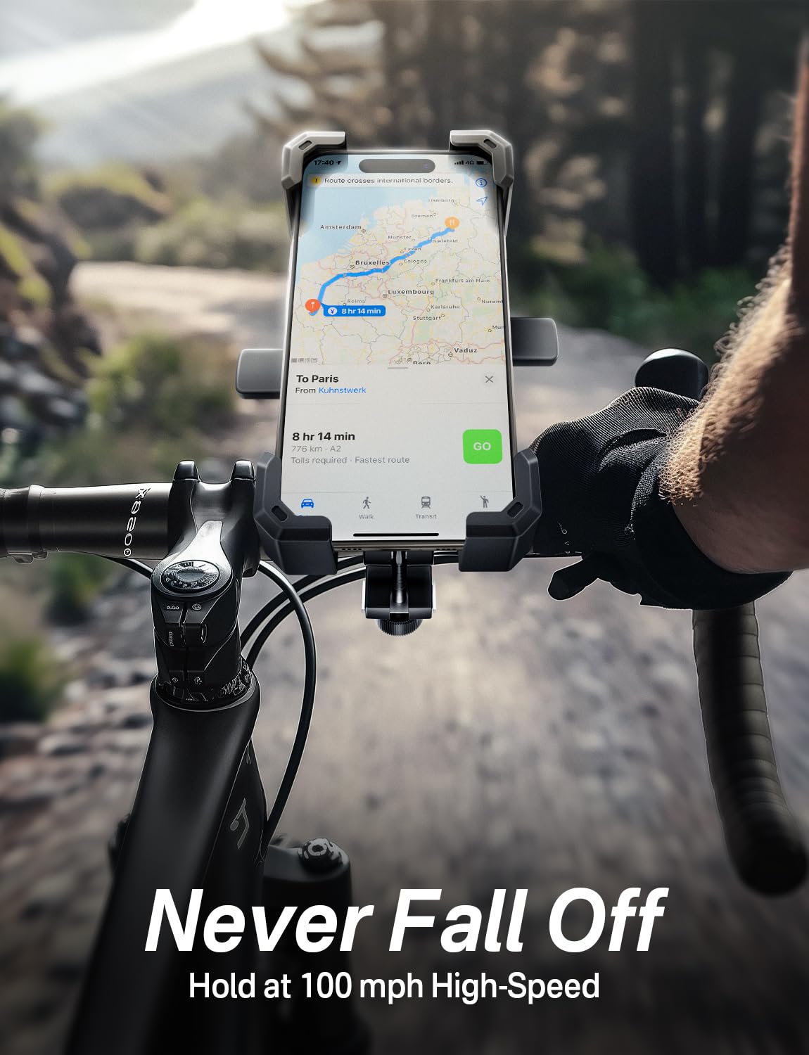 Delobon Bike Phone Holder Handlebar Motorcycle Phone Mount ATV Cell Phone Clamp Scooter Phone Clip for iPhone 15 — view 6