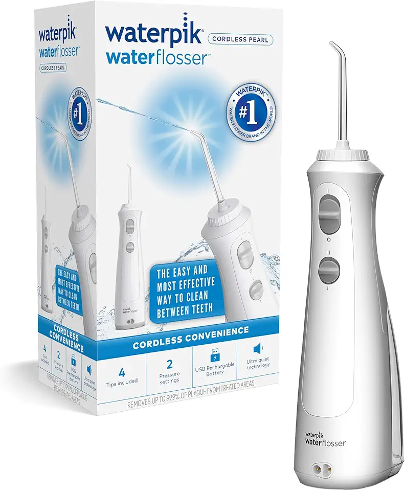 Irrigador Oral Waterpik WF-13EU Cordless Pearl Sem Fio, Recarregável, Removedor de Placa e Limpeza Profunda, Ideal para Aparelhos e Gengivas Sensíveis, Portátil color branco limpeza profunda dental