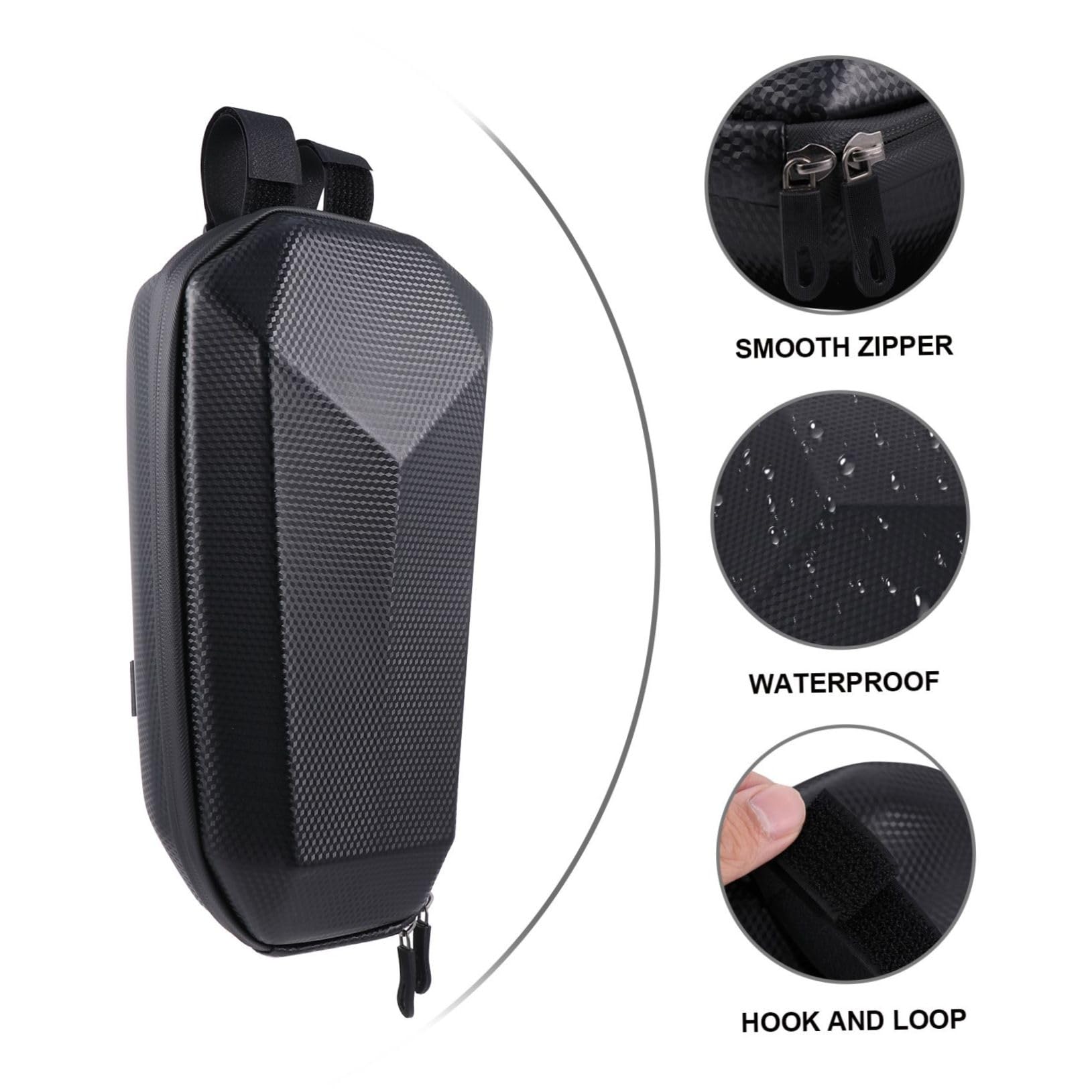 Sacoche Étanche pour Guidon de Trottinette et Vélo Électrique Pochette de Rangement Rigide EVA Capacité Spacieuse Multifonction pour Téléphone et Accessoires Fermeture Zippée