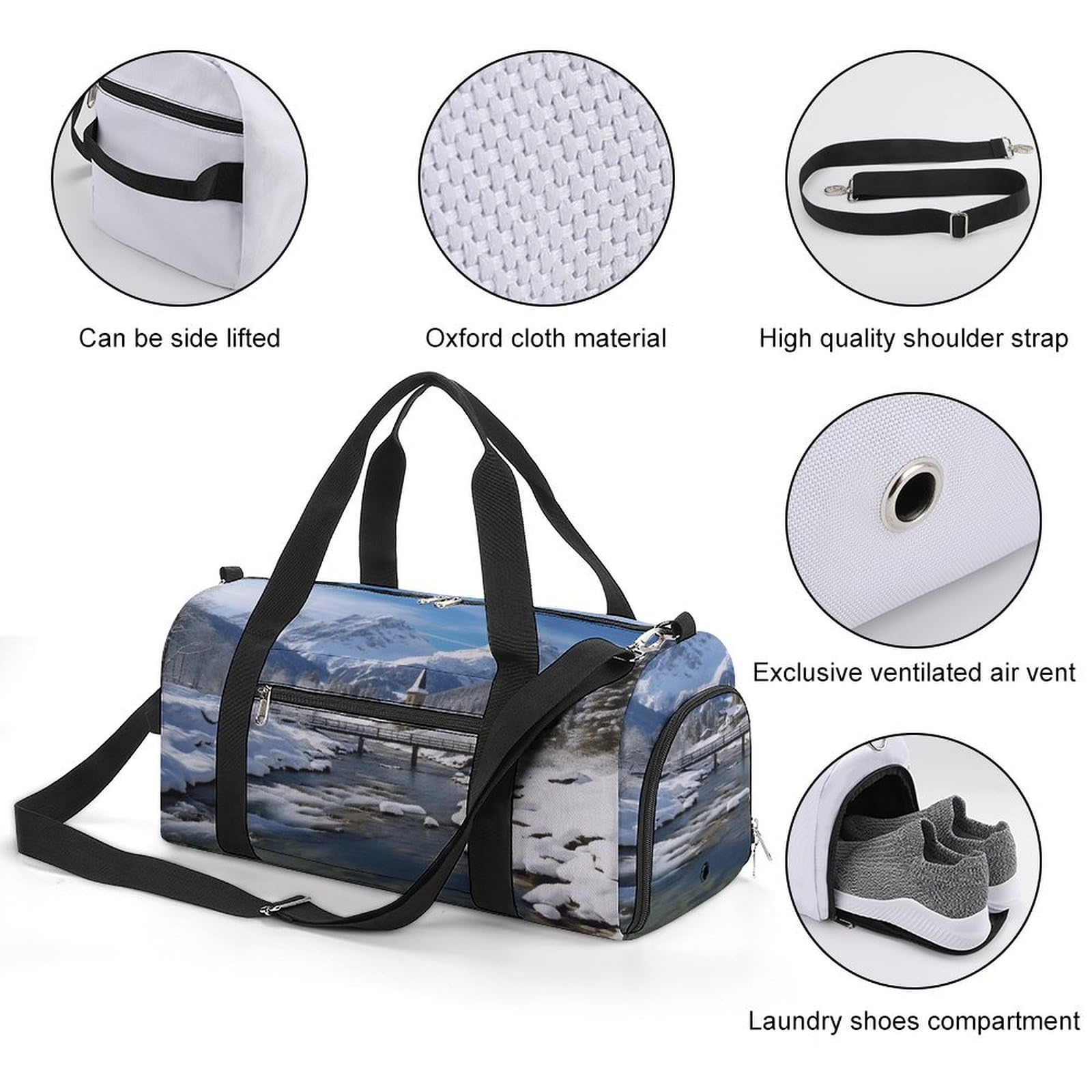 Turnbeutel für Damen Herren Winterlandschaft in den bayerischen Alpen Print Turnbeutel wiederverwendbar Turnbeutel Turnbeutel Turnbeutel mit Schuhfach Style One Size Modern, Stil:, Einheitsgröße,