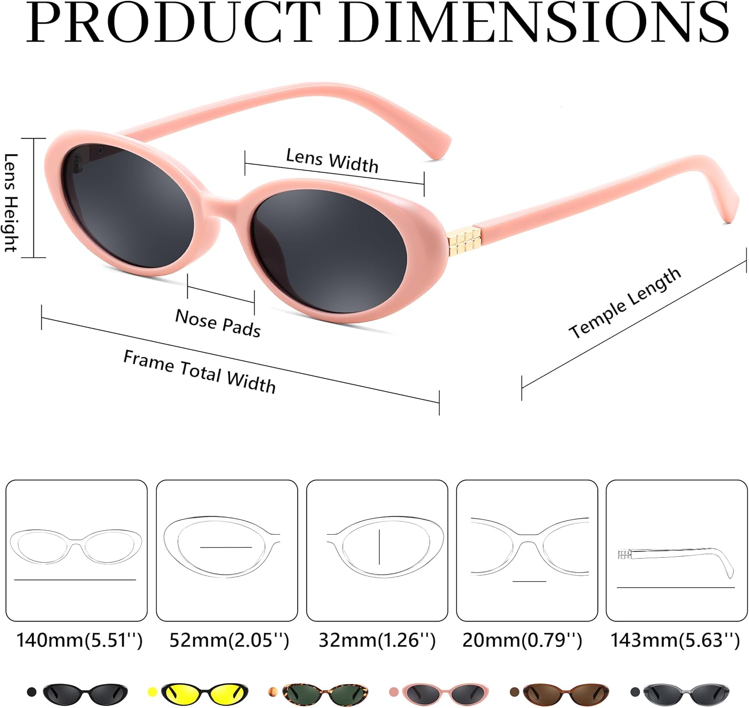 FEISEDY Retro Oval Cateye Sunglasses for Women Men Fashion Small 90s Style Vintage Shades B4180 - Image 6