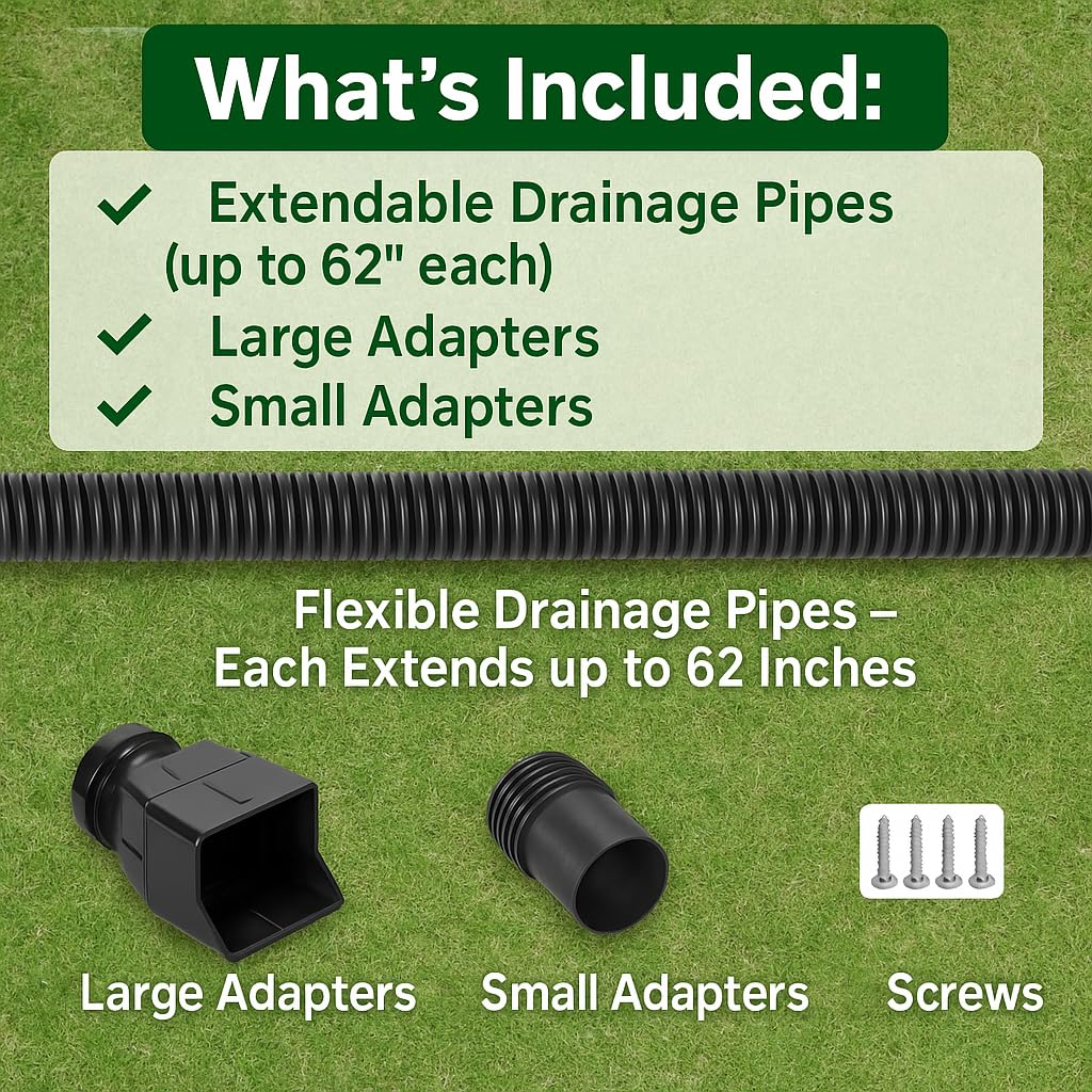 Extensiones de canalón de lluvia, extensor de bajante para drenaje de agua de lluvia, tubo de extensión de drenaje de boquilla descendente (negro, 1 unidad)