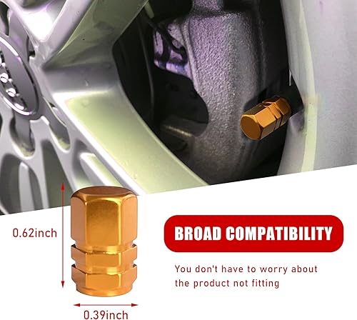 Miniatura 2 de Ziciner 8 tapas de vástago de válvula de neumático de automóvil, cubiertas de válvula de rueda de aleación de aluminio con junta tórica de goma,