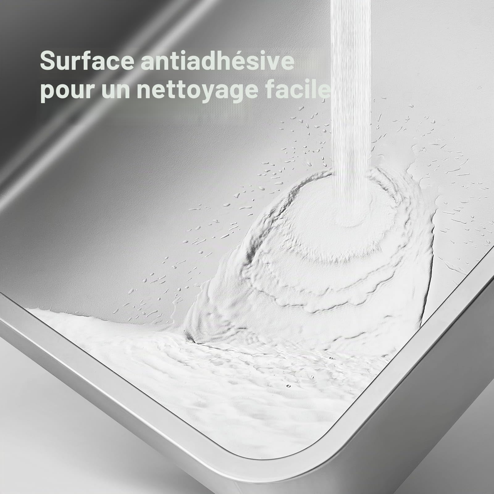 Zarler Bac à litière en Acier Inoxydable avec Couvercle, bac à litière Extra Large en métal pour Grands Chats avec côtés Hauts, Gris (antiadhésive, Facile à Nettoyer, Anti-fuites d'urine)