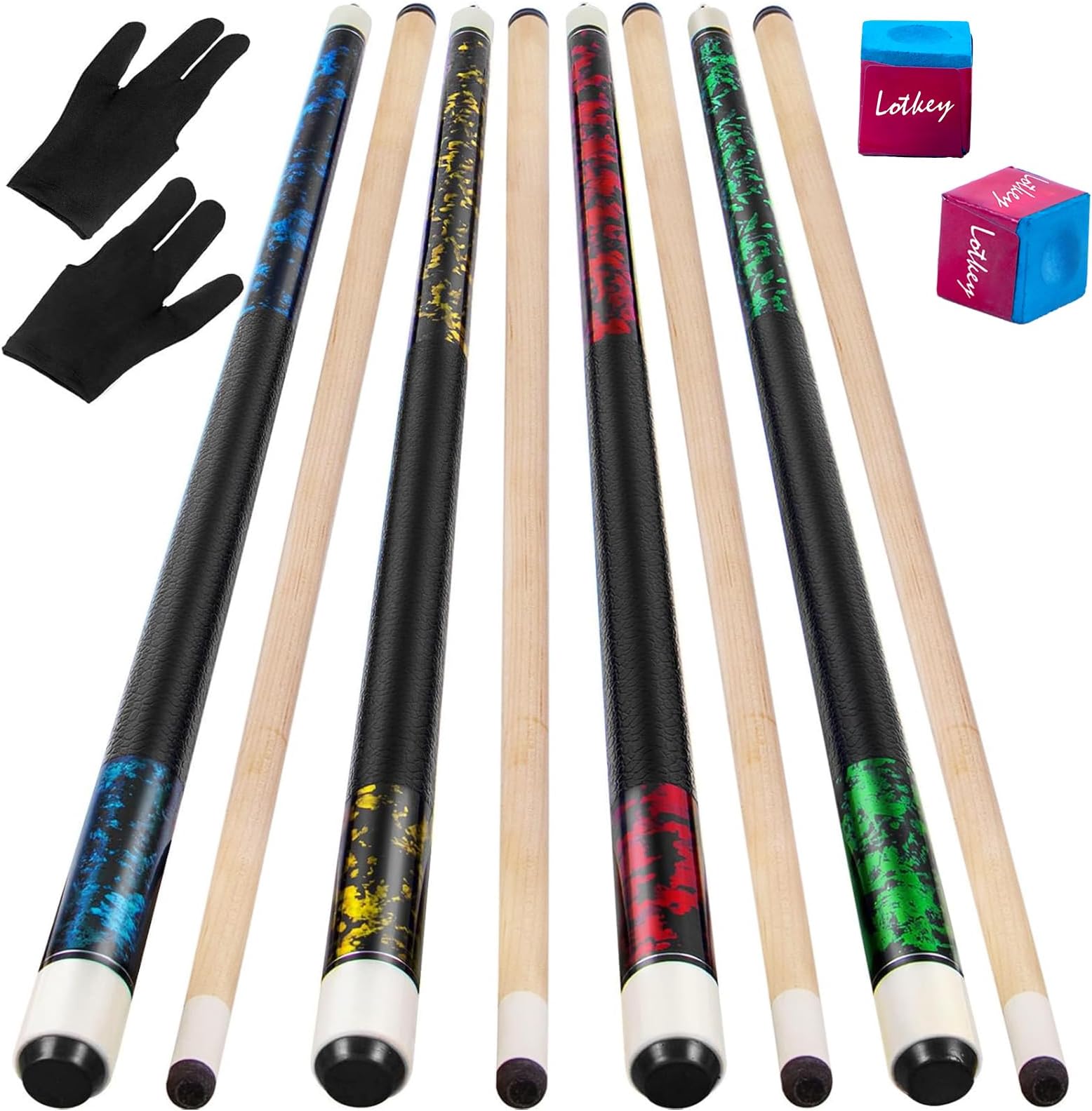 LOTKEY Pool Stick, Pool Cue 58'' 21 oz Cue Sticks with Extra 2 Pool Chalks Solid Wood Pool Sticks Durable for Professional Billiard Players