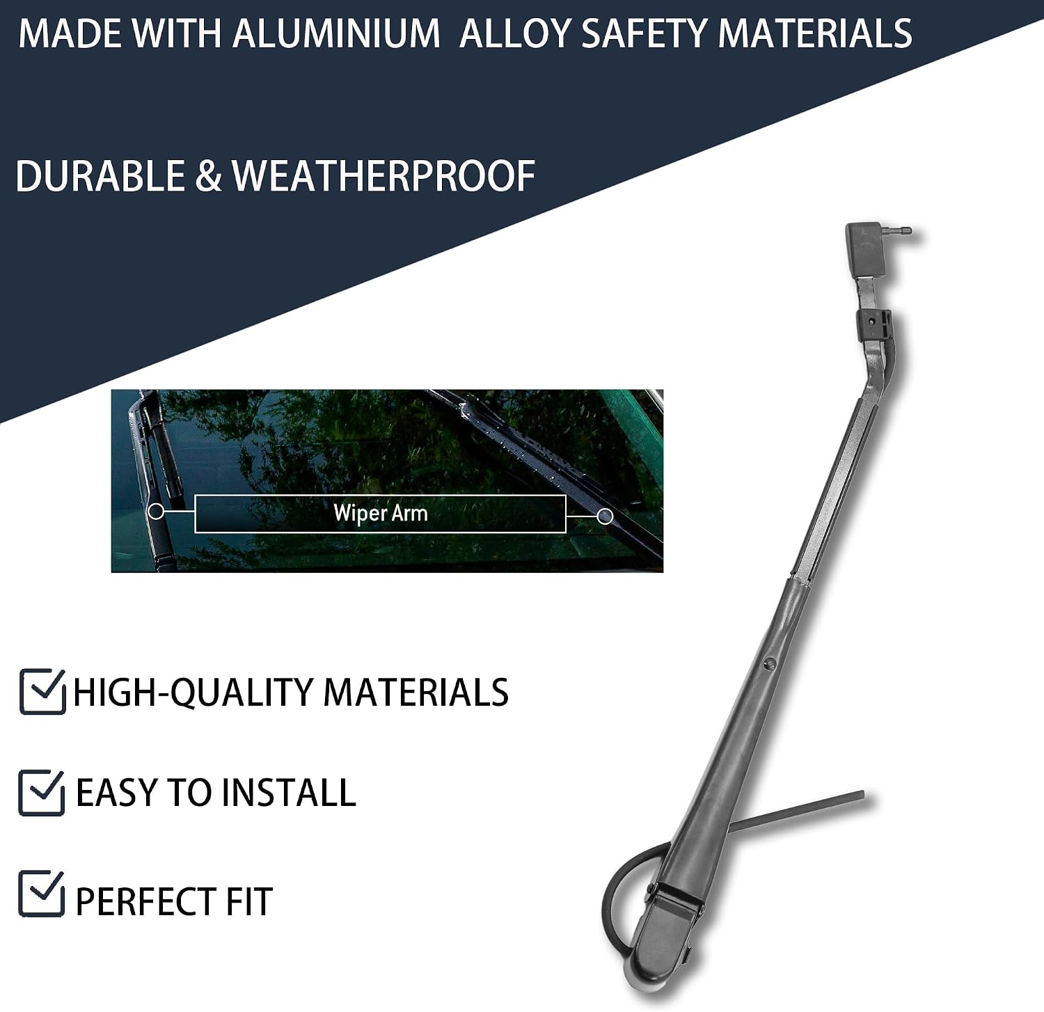 42818 Front Left Windshield Wiper Arm Kit Fits Compatible with International IC 1991-1997 2554 2574 2654 2674 3000 3400 3600 3700 3800 3900 4600 4700 4900 7100 8100 Replaces OE 1690024C92