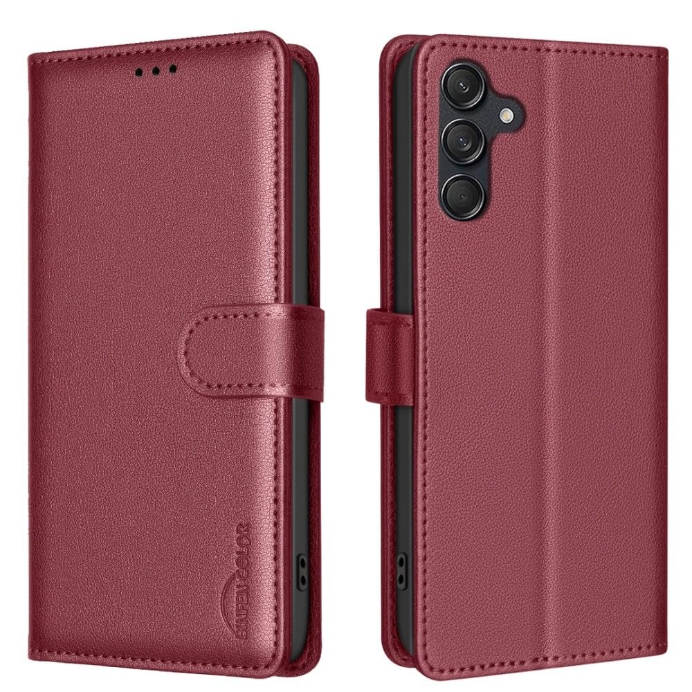 Étui S21 Plus portefeuille en cuir rouge à rabat clapet - 7