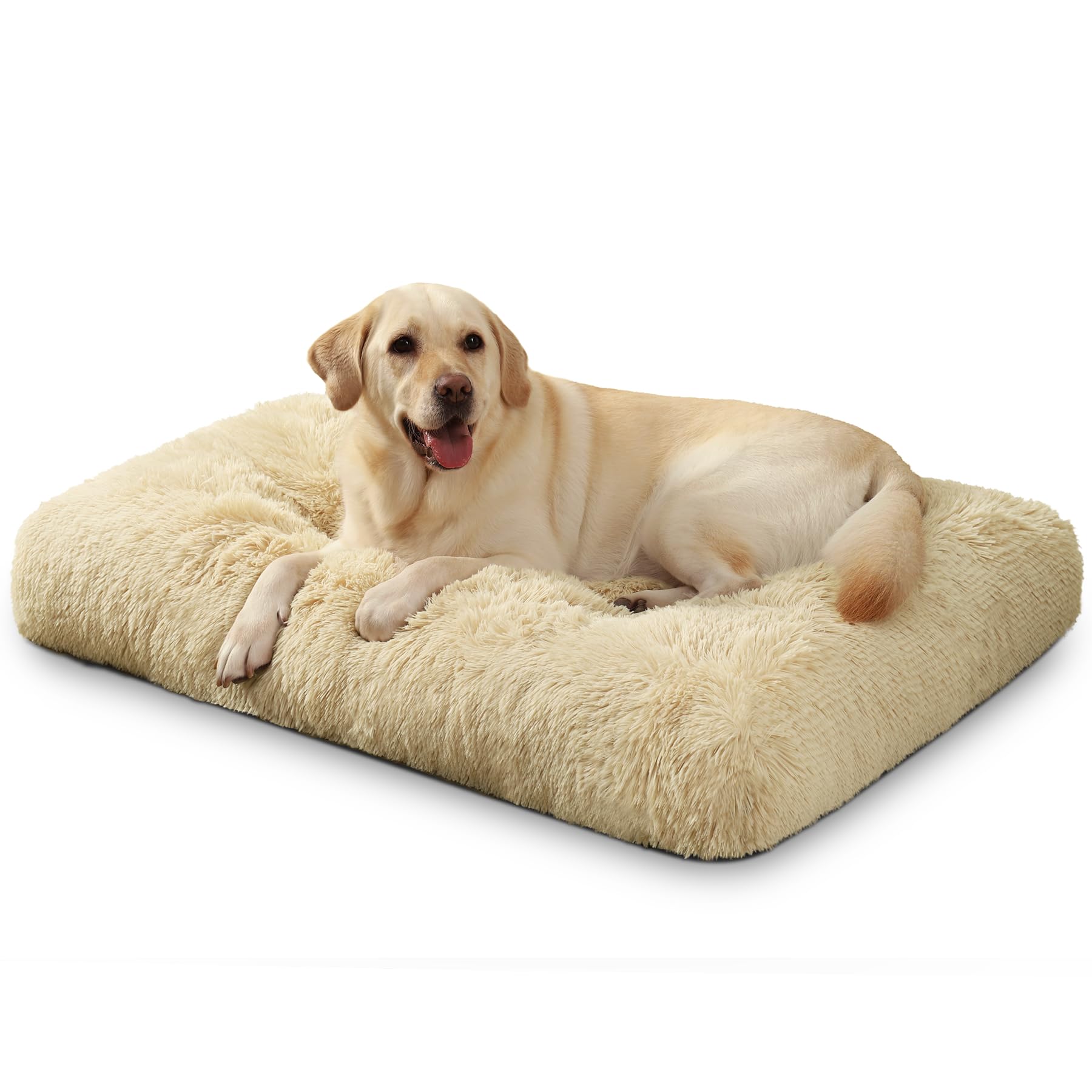 KSIIA Cuccia per cani di taglia grande, lavabile, in peluche, 105 x 70 cm, fondo antiscivolo, tappetino per cani di taglia grande, di medie dimensioni, per cani di taglia grande, cachi