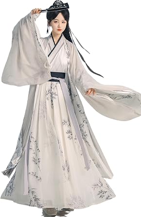 Chinese Hanfu Women Tulle Chiffon Loose fitting Dress Ancient Traditional Clothing New Years clothing