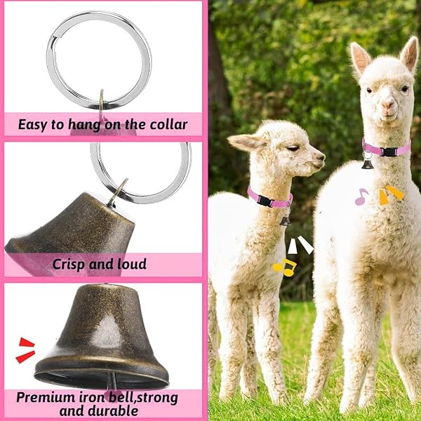 Collari di capra con campanellini, collare antiscivolo regolabile per capra – per animali domestici con fibbia a sgancio rapido e suono chiaro per collo di piccoli animali - 2