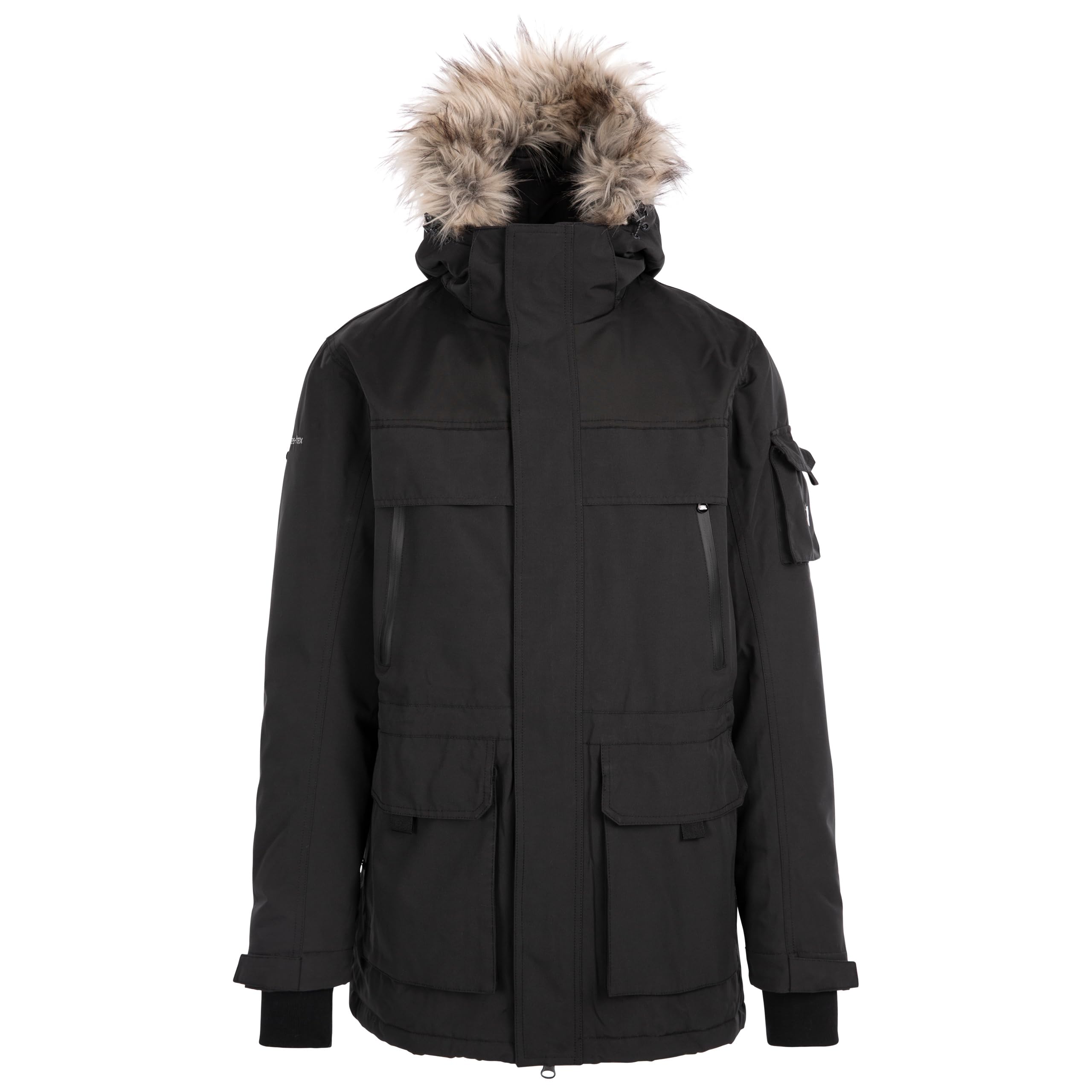 Trespass Men's Black Rain Jacket Adjustable Zip Off Hood Waterproof Jacket Pillaton