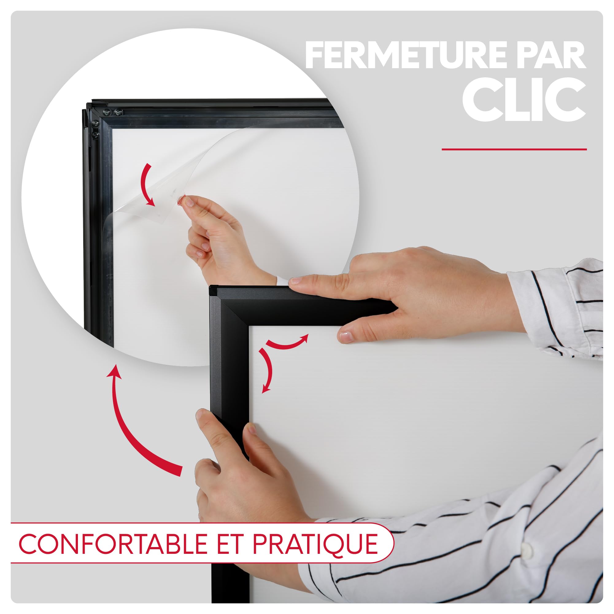 Stop Trottoir - Chevalet Publicitaire en Trottoir pour Extérieur, Cadre Clic en Aluminium 32 mm, Affichage Recto-Verso, Format A1, Couleur Argenté.