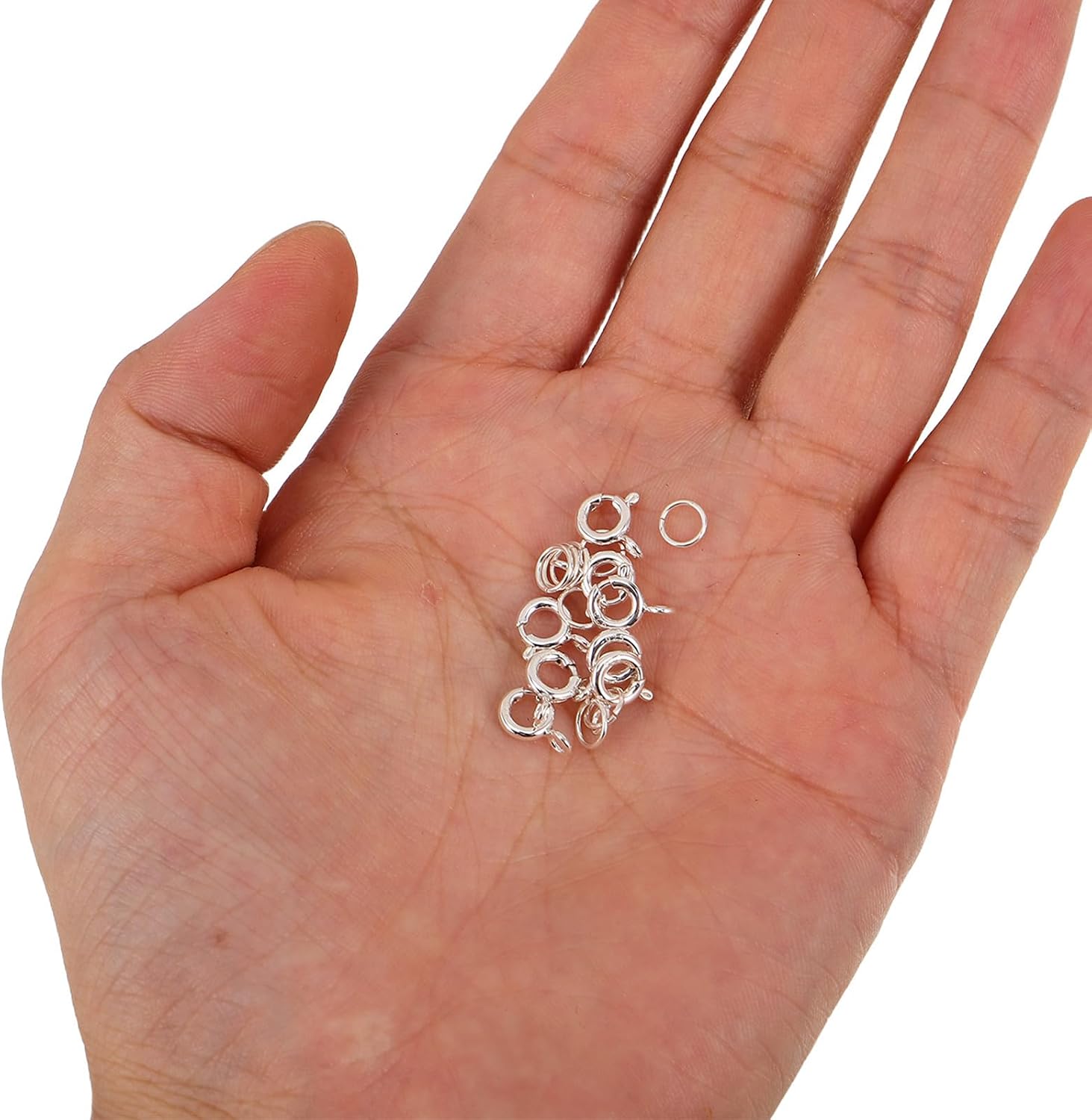 Garneck 8pcs Silver Necklace Clasps with Open Jump Rings 6mm Sturdy Spring Buckle Connectors for Jewelry Making Bead Bracelets and Gems Necklaces Daily Wear