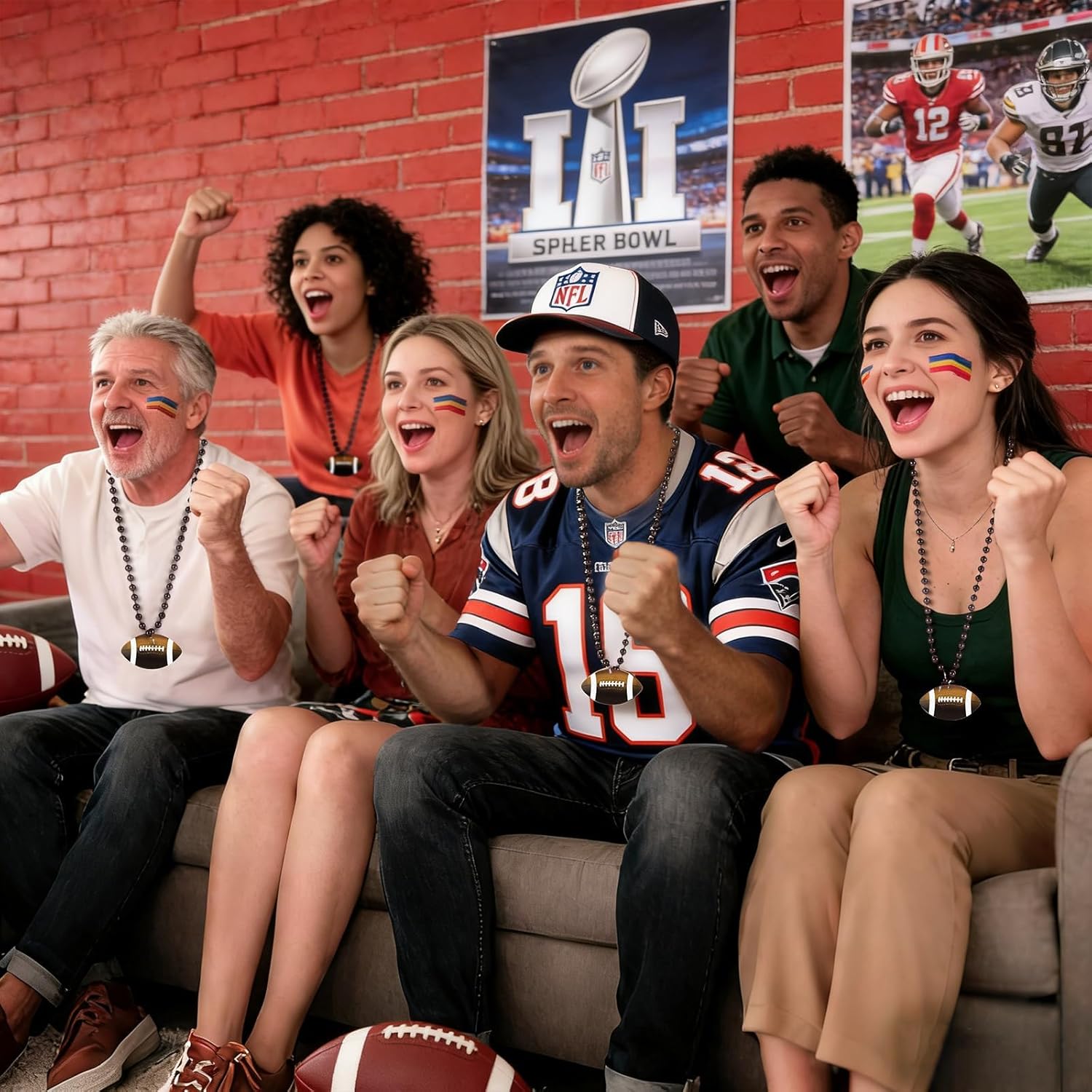 24 Pack Football Necklace, Football Pendant Bead Necklaces, Super Bowl Sports Footballs Bead Necklaces for Footballs Party Supplies - Image 7