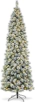 Vista 15 de Glitzhome Prelit Christmas Tree, 6ft Flocked Artificial Christmas Tree Serene Snowscape Fir with 300 Warm White Lights for Home, Office, Party