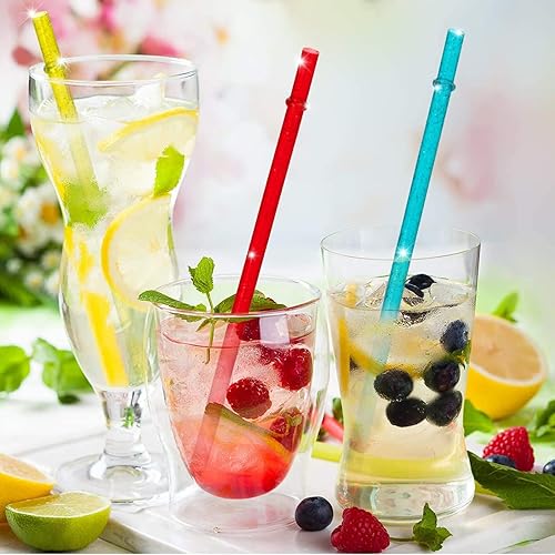 Miniatura 4 de 72 pajitas de plástico reutilizables de 11 pulgadas, pajitas de beber coloridas, popote con purpurina para tarros y vasos de 403024 onzas, con