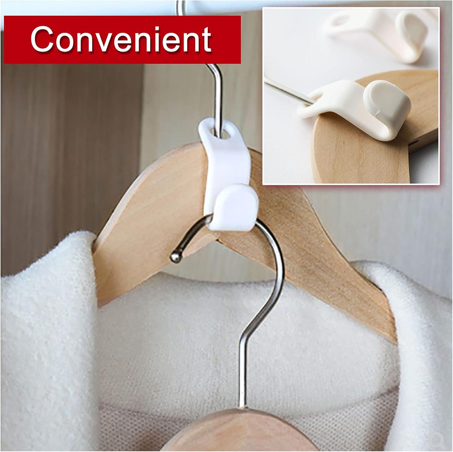 Andiker 40Pcs Clothes Hanger Connector Hooks, Plastic Mini Closet Hanger Organizer, Space Saving Cascading Connection Hooks for Clothes Hangers, White