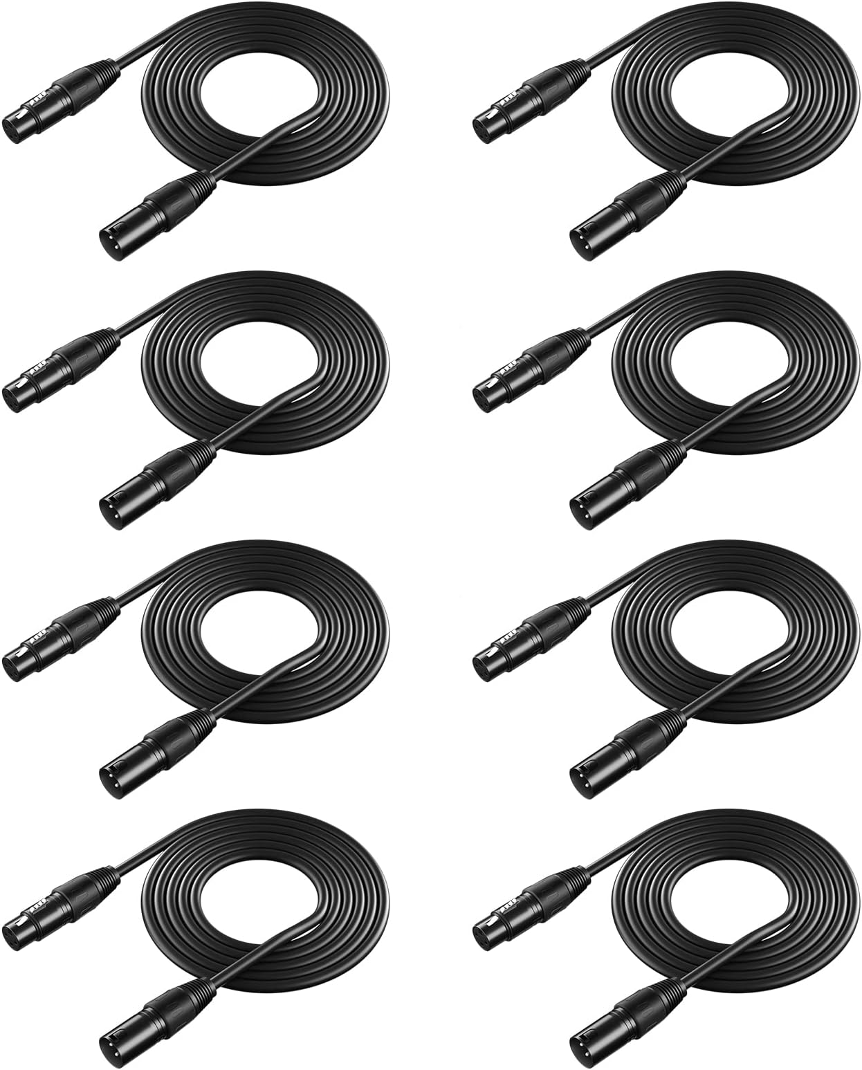 Neewer 8 Pack 6.5 feet/2 meters Stage Light Cable Wires with 3 Pin Signal XLR Male to Female Connection for Moving Head Light Par Light Spotlight with XLR Input and Output