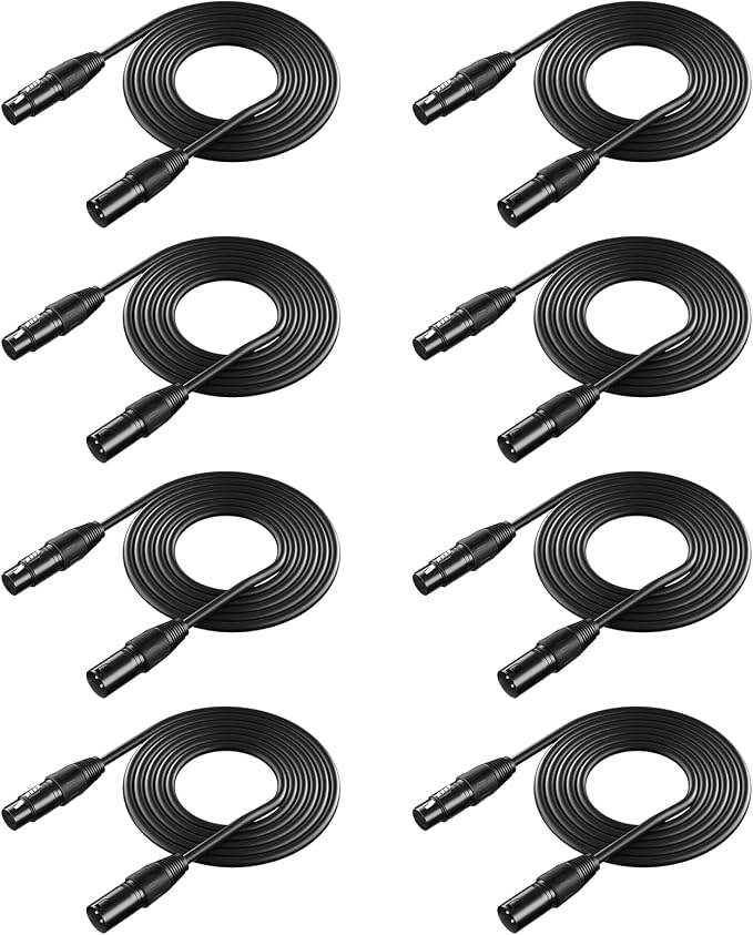 Câbles XLR Neewer 8x2m - Connecteurs 3 Broches Mâle/Femelle - Pour Éclairage Scénique Et Son