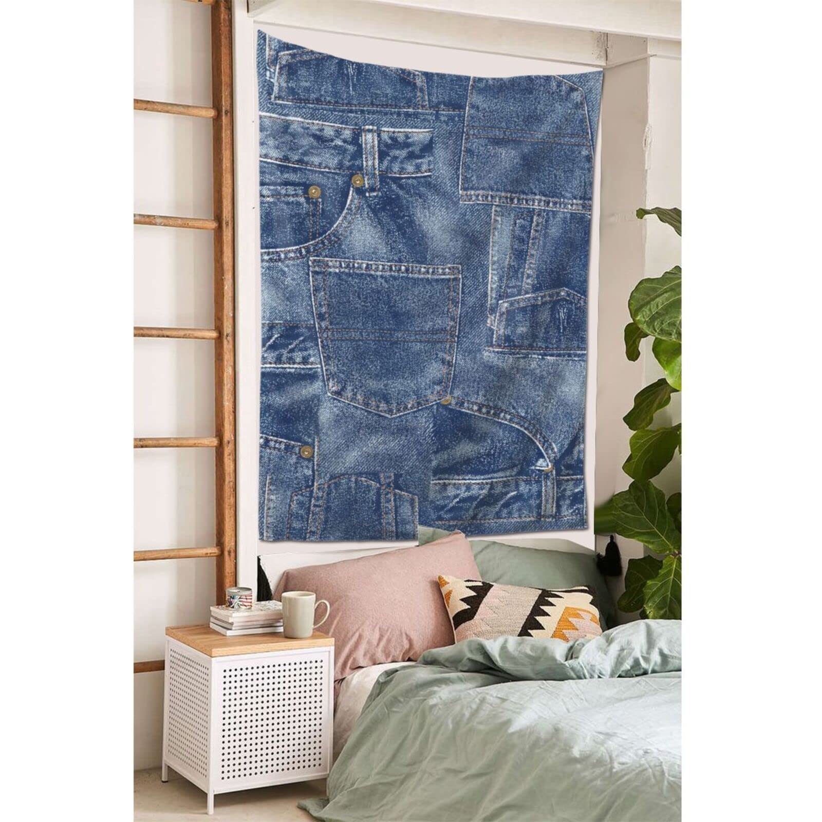 Amazon.co.jp: おしゃれな壁掛け デニム材質 パターン タペストリ 壁の