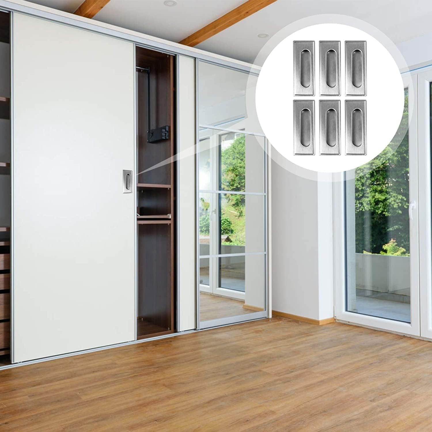 Cabinets Drawers Edge Pulls,Kitchen Door Handles, Concealed Kitchen Cupboard Handles Knobs,Pull Recessed Handle Flush Pull Stainless Steel Rectangular Flush Recessed Sliding Door Pull Handles