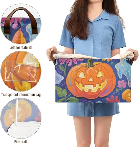 Miniatura 5 de KLL Halloween Pumpkins and Ghosts with Flowers Large Storage Baskets Fabric Storage Bins with Handles Foldable Boxes for Home, Office,Closet,