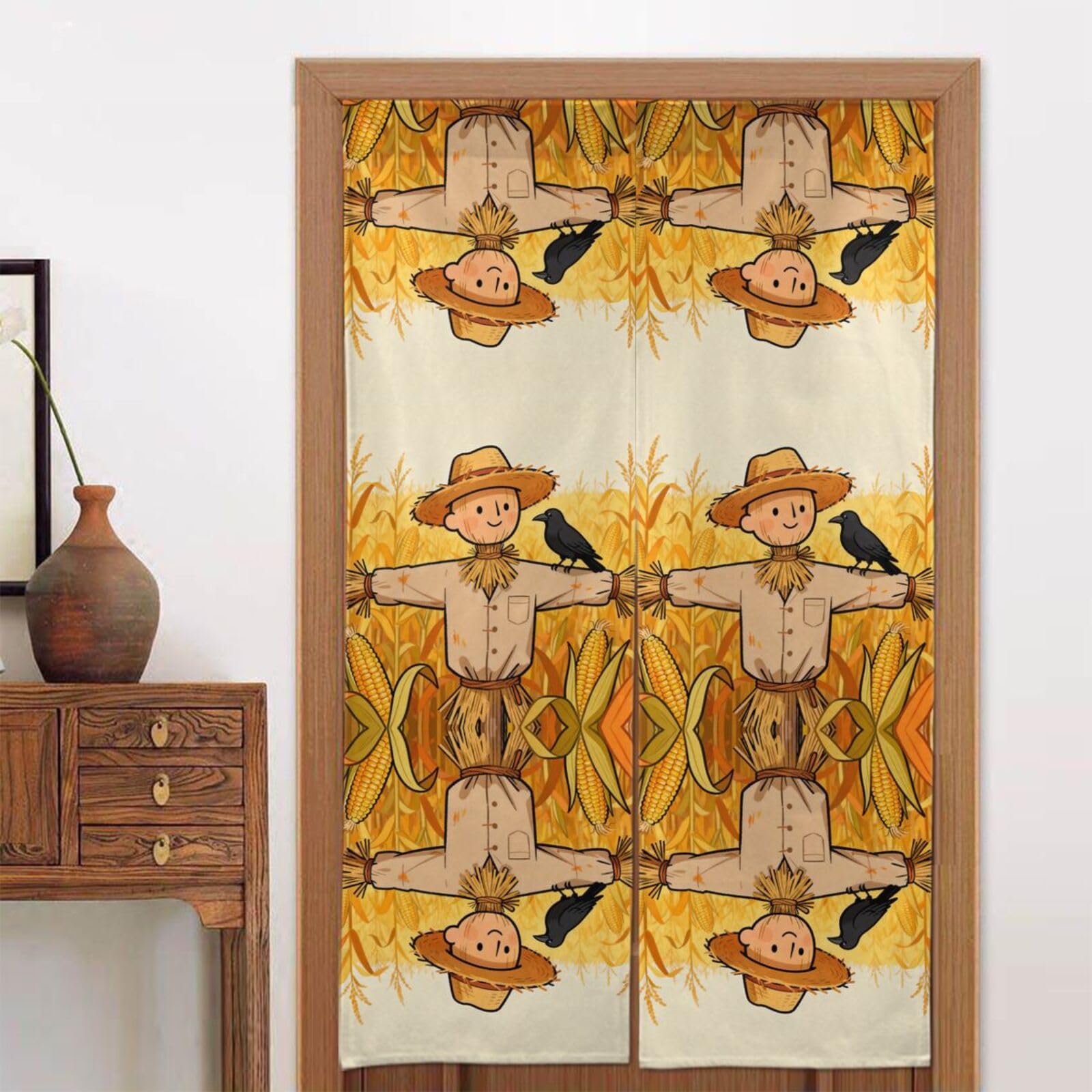 CNTDBU Scarecrow and Bird Door Curtain 34x56 Inch-Room Divider Panel for Privacy, Entryway Screen for Kitchen Bedroom
