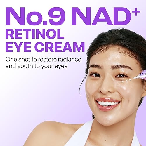 Miniatura 2 de numbuzin No.9 NAD+ Retinol Crema de ojos, Suero de ojos desinflamante y reafirmante para ojeras, arrugas y líneas finas, Péptidos y Niacinamida para
