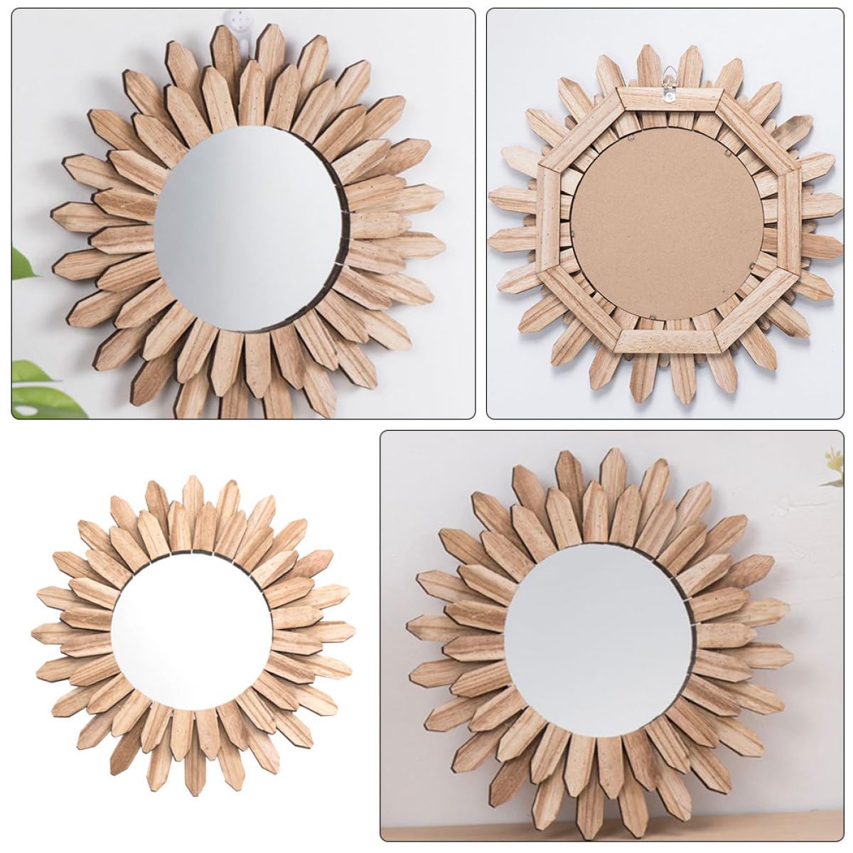 Hängender Dekorativer Holzrahmen mit Wandspiegel Design Vielseitiges Einfache Reinigung mit Künstlerischem Flair und für Badezimmer und Hotels