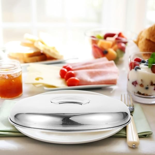 Générique Couvercle Alimentaire Ovale Anti-éclaboussures et Huileproof en Acier Inoxydable Cuisine Extérieure et Jardin - 5