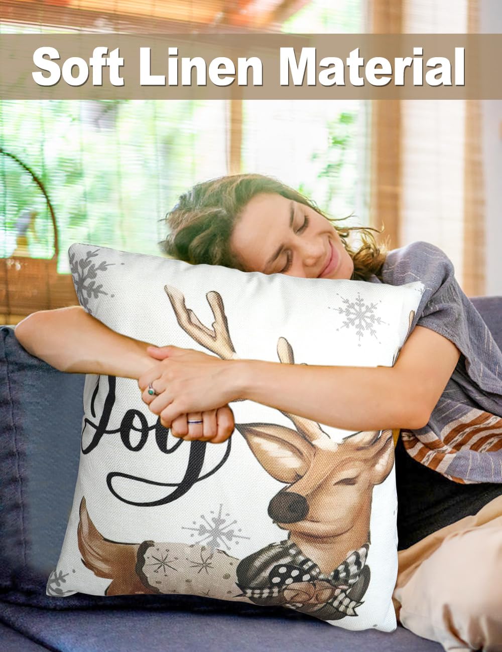 multiwins Juego de 4 fundas de almohada navideñas con estampado de doble cara de 16 x 16 pulgadas, con 8 bonitos patrones de decoración navideña, fundas de almohada perfectas para Navidad y decoración