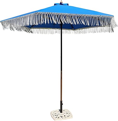 Formosa Covers Toldo de repuesto para paraguas de 9 pies y 8 varillas solo con borla, cenefa bohemia de lujo para decoración al aire libre,