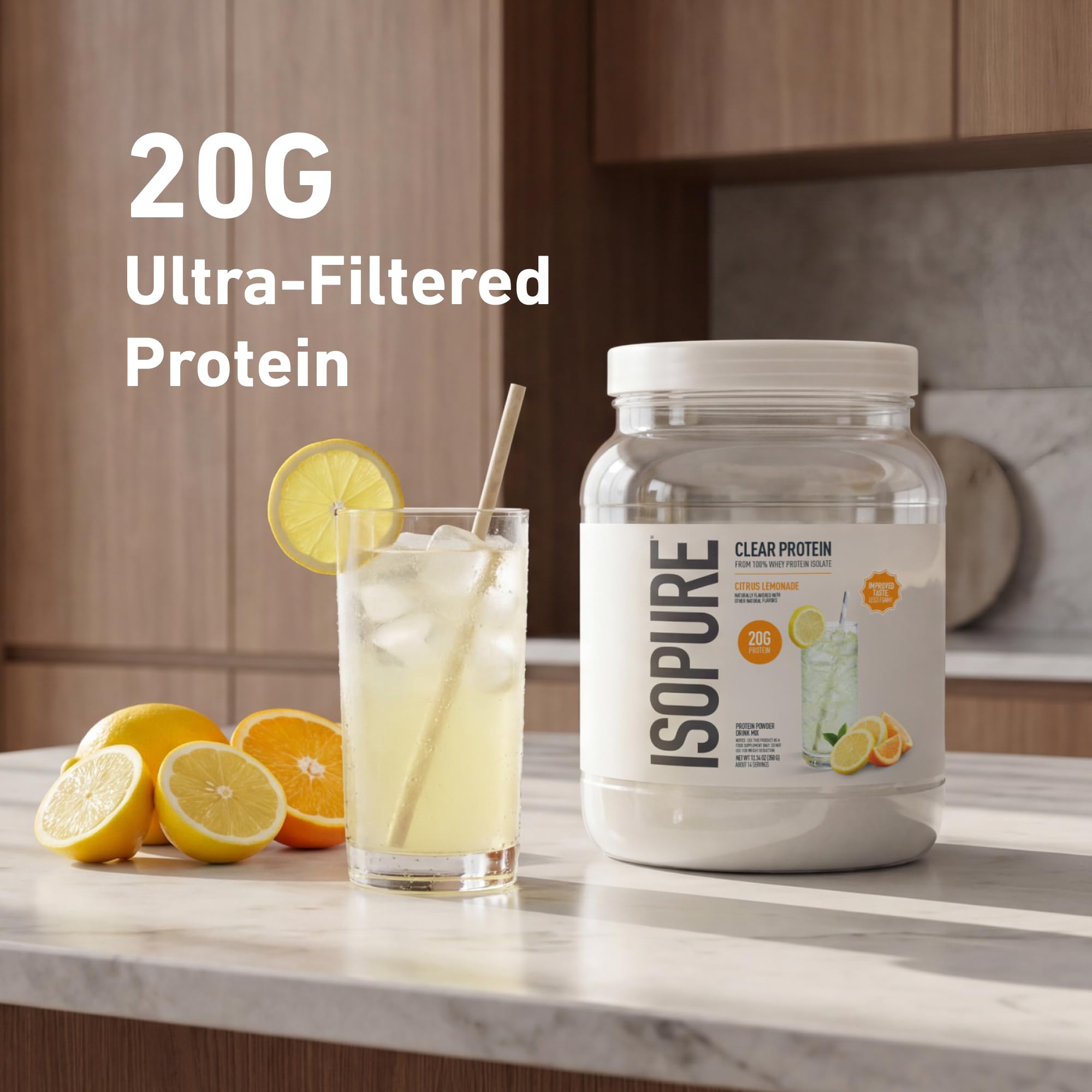 Isopure Clear Whey Isolate Protein Powder, Citrus Lemonade, 14 Serving — Amazon image 5