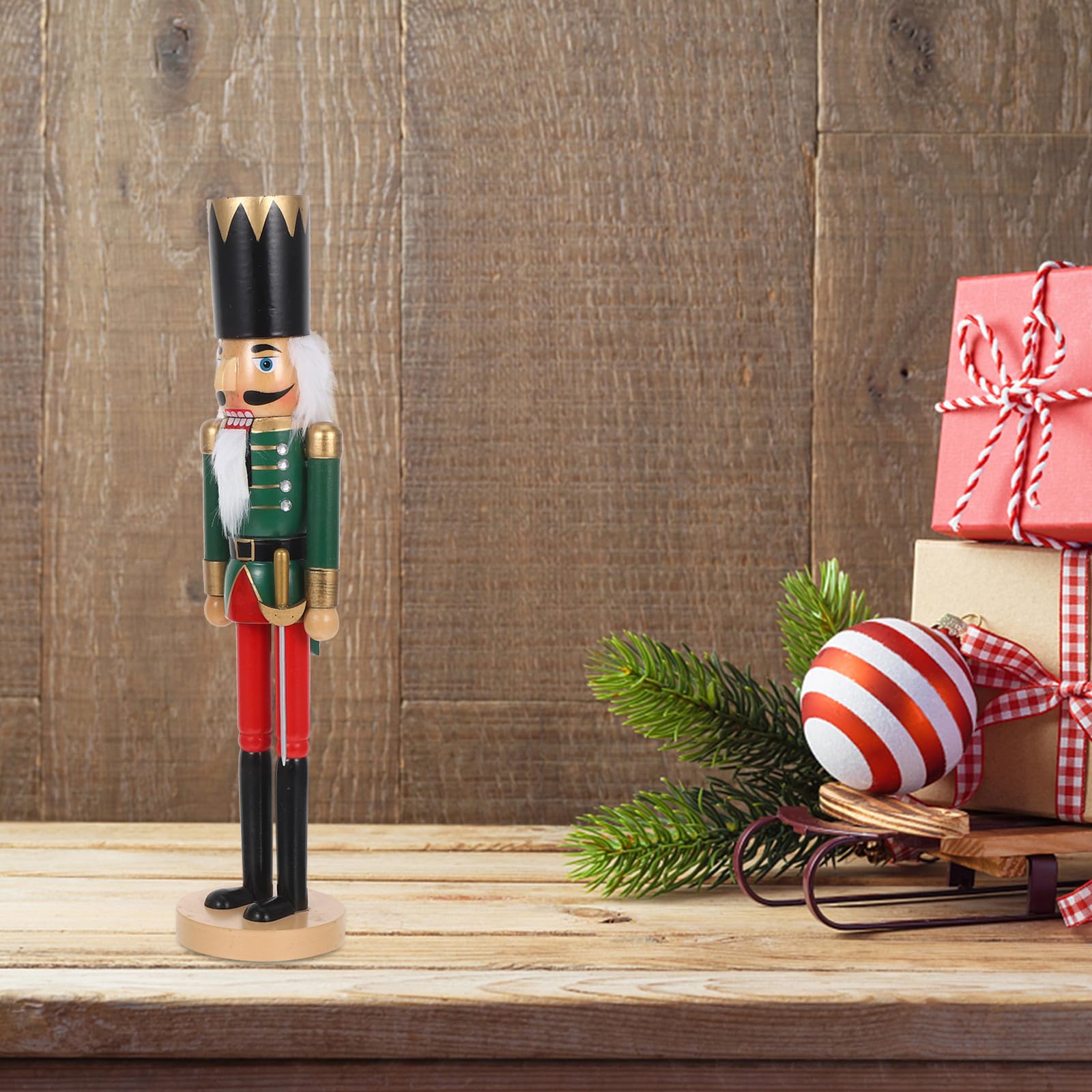 Beavorty Schiaccianoci Rustico in Legno Base Rotonda Decorazione Tradizionale per Feste di Natale e Ornamento Festivo da Tavolo la Casa