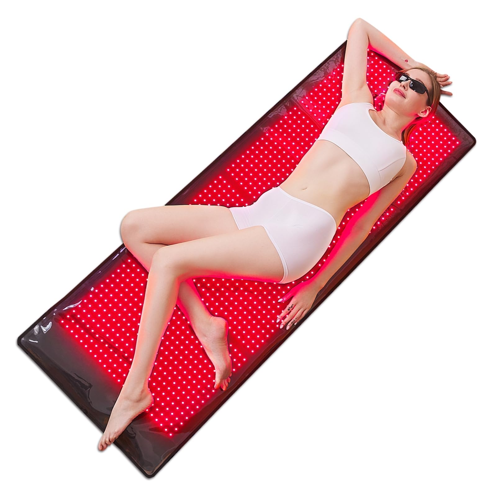 JOBYNA Terapia na podczerwień i terapia czerwonym światłem w przypadku bólu, 660 nm i 850 nm LED Red Light Therapy dla całego ciała, czerwone światło, lampa na podczerwień z timerem, 3 temperatury