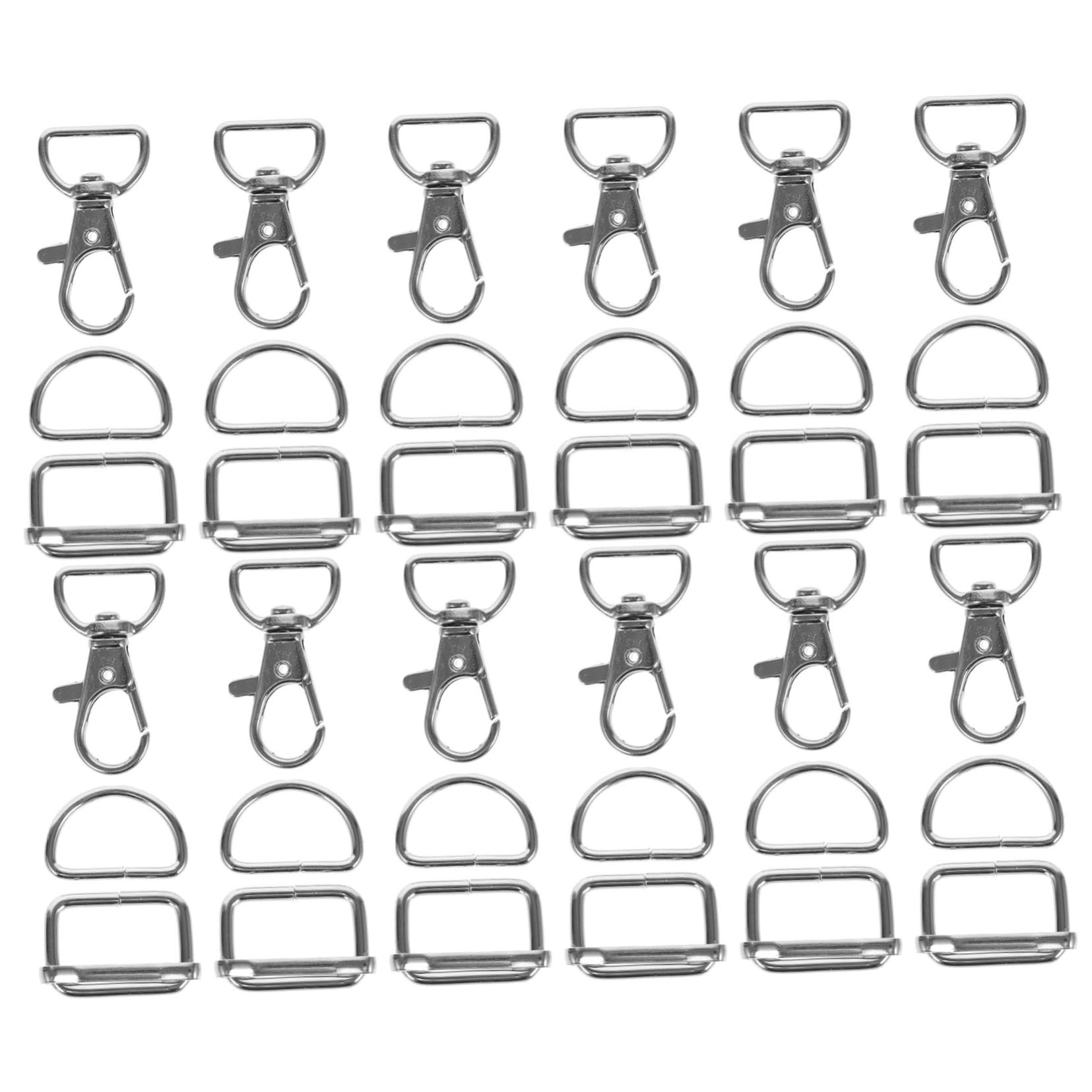 NUOBESTY 50 Pcs juego llavero hebillas para bolsos hecho a mano hardware cartera hebilla anillos en d hebilla caja Metal bolsas combinación Componente broche langosta