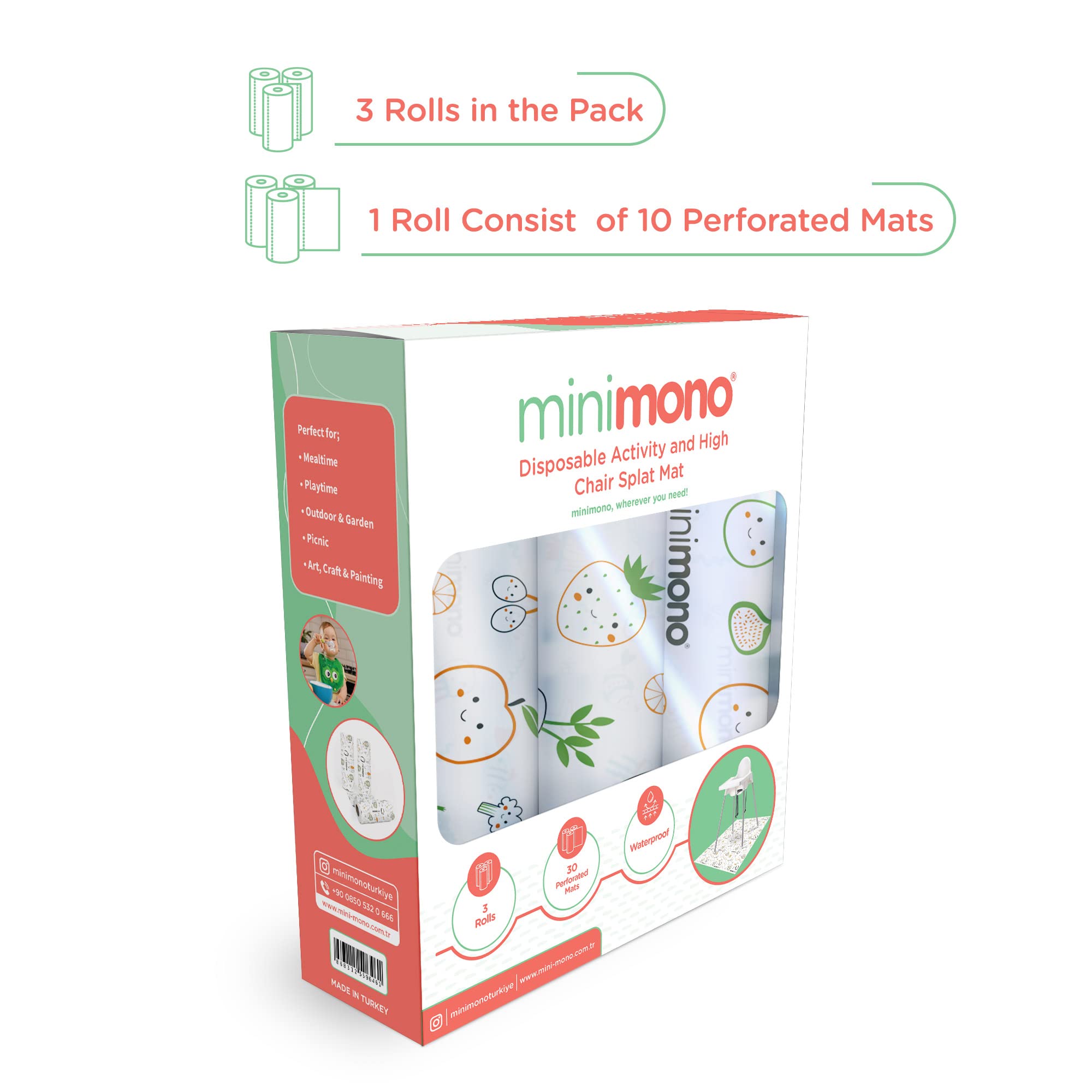 Minimono Baby Splash Mat for Under High Chair, 30 Pcs Disposable and Waterproof Splat Mats - Image 4