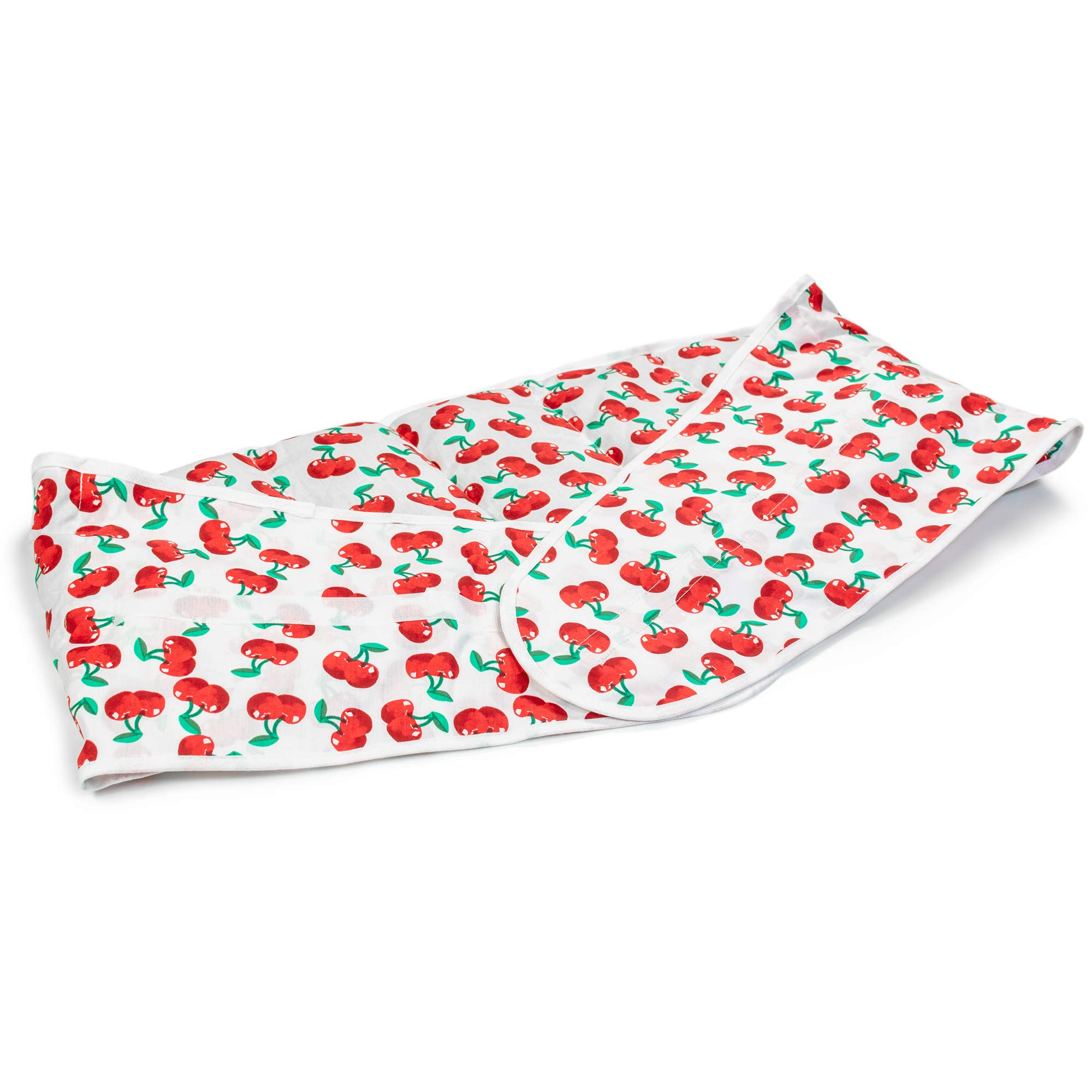 Wärmekissen Johanniskernkissen Gürtel mit Klettverschluss - ca. 135cm - 7-Kammer. Körnerkissen - cherry-white