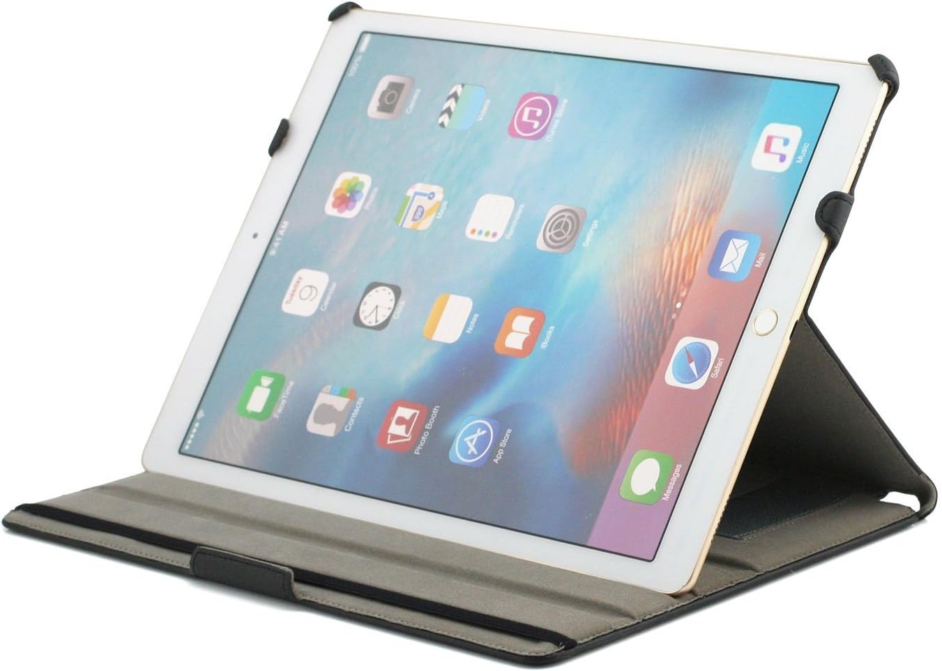 KHOMO iPad Pro 12.9 Case 1st Generation - Black PU Leather Executive Cover with Hand Strap Holder and Smart : Electronics